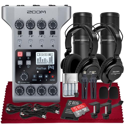 Zoom PodTrak P4 Portable Multitrack Podcast Recorder, Audio